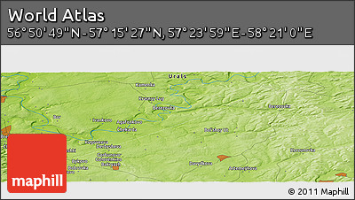 Physical Panoramic Map of the Area around 57° 3' 8" N, 57° 52' 30" E