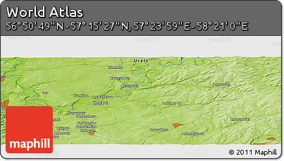 Physical Panoramic Map of the Area around 57° 3' 8" N, 57° 52' 30" E