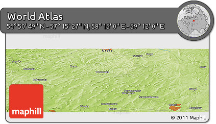 Physical Panoramic Map of the Area around 57° 3' 8" N, 58° 43' 30" E