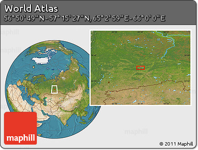 Satellite Location Map of the Area around 57° 3' 8" N, 65° 31' 30" E