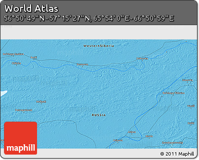 Political 3D Map of the Area around 57° 3' 8" N, 66° 22' 30" E