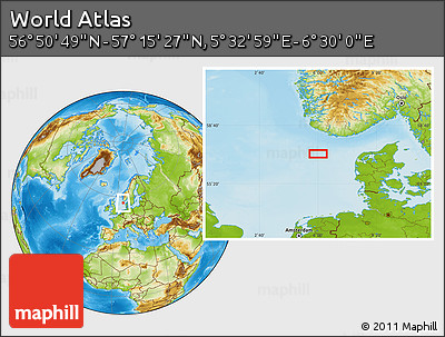 Physical Location Map of the Area around 57° 3' 8" N, 6° 1' 30" E