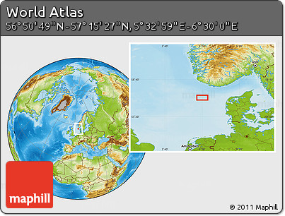 Physical Location Map of the Area around 57° 3' 8" N, 6° 1' 30" E