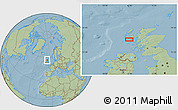 Savanna Style Location Map of the area around 57° 3' 8" N, 6° 43' 29" W, hill shading