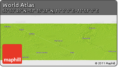 Physical Panoramic Map of the Area around 57° 3' 8" N, 71° 28' 29" E