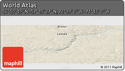 Shaded Relief Panoramic Map of the Area around 57° 3' 8" N, 72° 10' 30" W