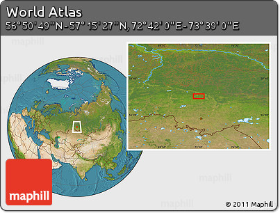 Satellite Location Map of the Area around 57° 3' 8" N, 73° 10' 30" E