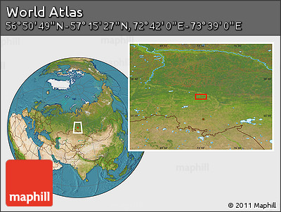 Satellite Location Map of the Area around 57° 3' 8" N, 73° 10' 30" E