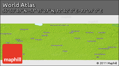 Physical Panoramic Map of the Area around 57° 3' 8" N, 73° 10' 30" E