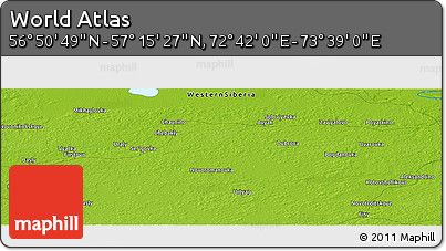 Physical Panoramic Map of the Area around 57° 3' 8" N, 73° 10' 30" E