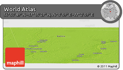 Physical Panoramic Map of the Area around 57° 3' 8" N, 76° 34' 29" E