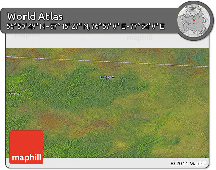 Satellite 3D Map of the Area around 57° 3' 8" N, 77° 25' 30" E