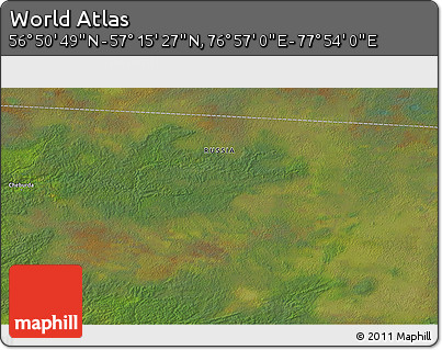 Satellite 3D Map of the Area around 57° 3' 8" N, 77° 25' 30" E
