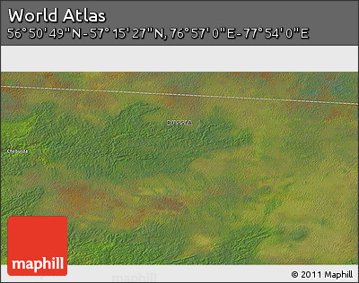 Satellite 3D Map of the Area around 57° 3' 8" N, 77° 25' 30" E