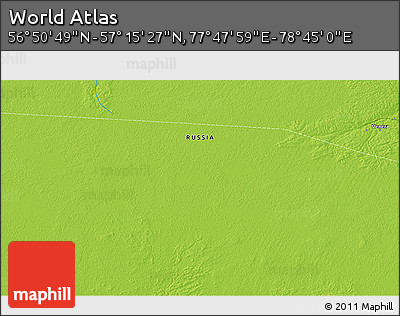 Physical 3D Map of the Area around 57° 3' 8" N, 78° 16' 30" E