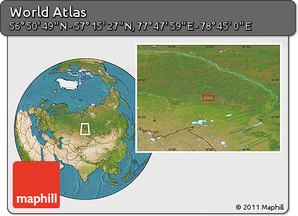 Satellite Location Map of the Area around 57° 3' 8" N, 78° 16' 30" E