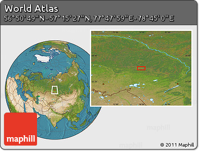 Satellite Location Map of the Area around 57° 3' 8" N, 78° 16' 30" E
