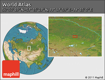 Satellite Location Map of the Area around 57° 3' 8" N, 78° 16' 30" E