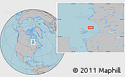 Gray Location Map of the area around 57° 3' 8" N, 78° 7' 30" W, hill shading