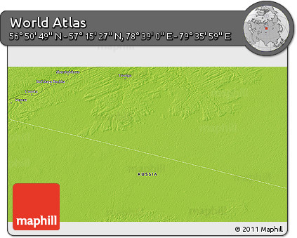 Physical 3D Map of the Area around 57° 3' 8" N, 79° 7' 30" E