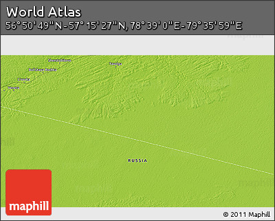 Physical 3D Map of the Area around 57° 3' 8" N, 79° 7' 30" E
