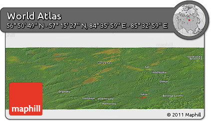 Satellite Panoramic Map of the Area around 57° 3' 8" N, 85° 4' 29" E