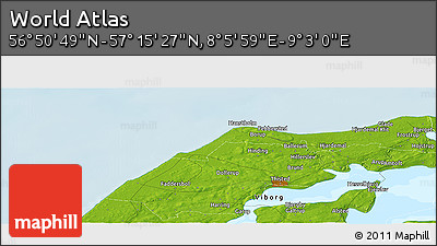 Physical Panoramic Map of the Area around 57° 3' 8" N, 8° 34' 29" E
