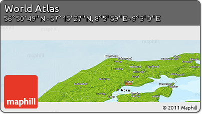 Physical Panoramic Map of the Area around 57° 3' 8" N, 8° 34' 29" E