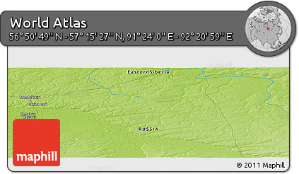 Physical Panoramic Map of the Area around 57° 3' 8" N, 91° 52' 30" E