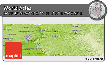 Physical Panoramic Map of the Area around 57° 3' 8" N, 93° 34' 29" E