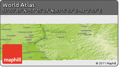Physical Panoramic Map of the Area around 57° 3' 8" N, 93° 34' 29" E