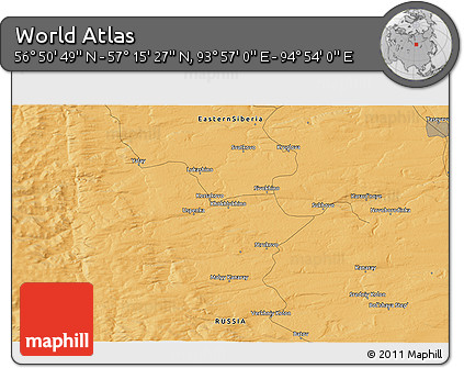 Political 3D Map of the Area around 57° 3' 8" N, 94° 25' 30" E