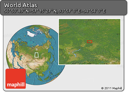 Satellite Location Map of the Area around 57° 3' 8" N, 94° 25' 30" E