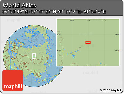 Savanna Style Location Map of the Area around 57° 3' 8" N, 94° 25' 30" E