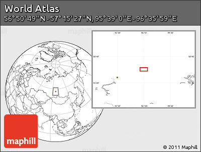 Blank Location Map of the Area around 57° 3' 8" N, 96° 7' 30" E