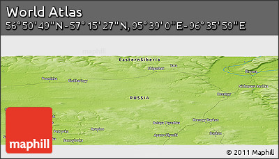 Physical Panoramic Map of the Area around 57° 3' 8" N, 96° 7' 30" E
