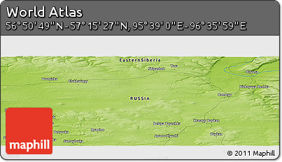 Physical Panoramic Map of the Area around 57° 3' 8" N, 96° 7' 30" E