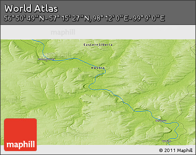Physical 3D Map of the Area around 57° 3' 8" N, 98° 40' 30" E