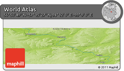 Physical Panoramic Map of the Area around 57° 3' 8" N, 98° 40' 30" E