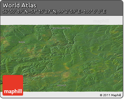 Satellite 3D Map of the Area around 57° 3' 8" N, 99° 31' 30" E