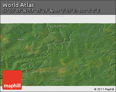 Satellite 3D Map of the Area around 57° 3' 8" N, 99° 31' 30" E