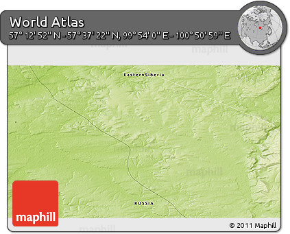 Physical 3D Map of the Area around 57° 25' 7" N, 100° 22' 30" E