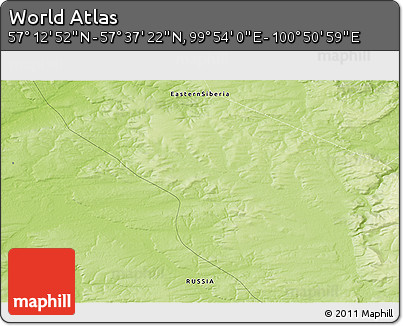 Physical 3D Map of the Area around 57° 25' 7" N, 100° 22' 30" E