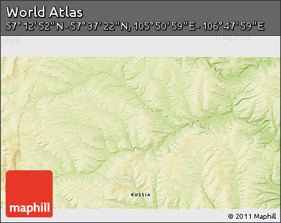 Physical 3D Map of the Area around 57° 25' 7" N, 106° 19' 29" E