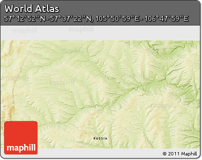 Physical 3D Map of the Area around 57° 25' 7" N, 106° 19' 29" E