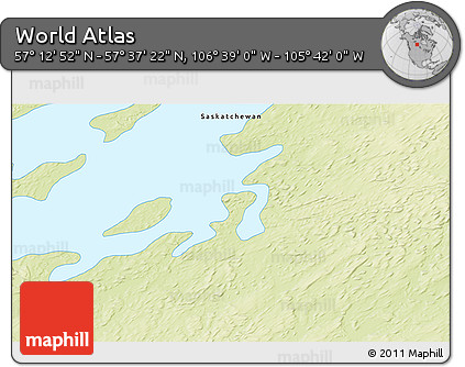 Physical 3D Map of the Area around 57° 25' 7" N, 106° 10' 30" W