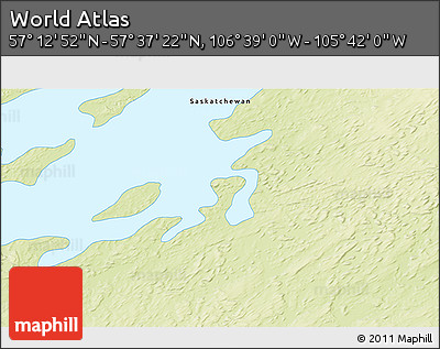 Physical 3D Map of the Area around 57° 25' 7" N, 106° 10' 30" W