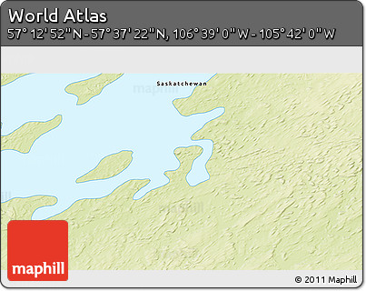 Physical 3D Map of the Area around 57° 25' 7" N, 106° 10' 30" W
