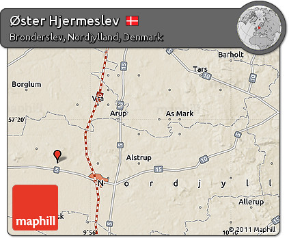 Shaded Relief Map of Øster Hjermeslev
