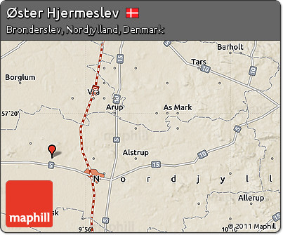 Shaded Relief Map of Øster Hjermeslev